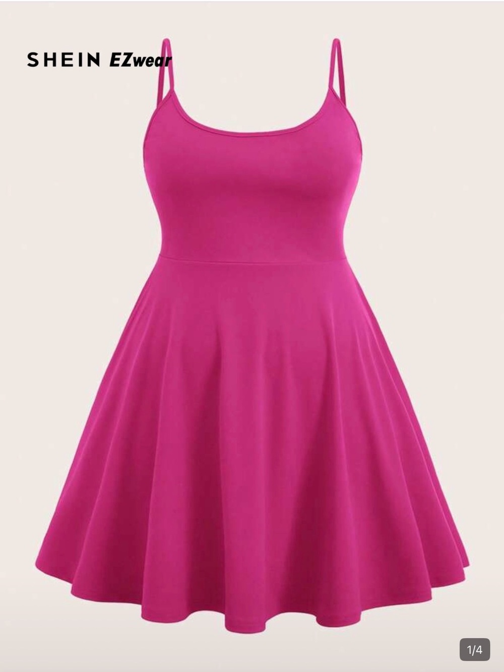 SHEIN Fuchsia Spaghetti Strap Fit & Flare Mini Dress